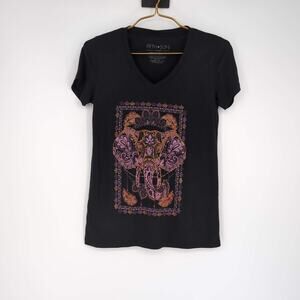 Fifth Sun Women's Black Lilac & Orange Elephant Graphic T-Shirt - Size XS - GUC